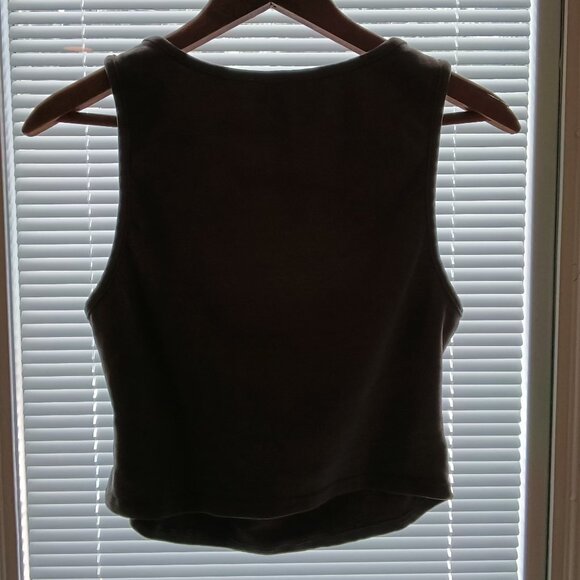 Lelis ๐บ  Womens Charcoal Gray Open Chest Buckle Closure Cropped Tank Top ๐ท - Picture 6 of 11